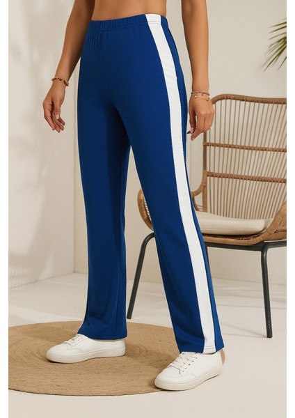 Kadın Yüksek Bel Yan Şerit Detaylı Yırtmaçlı Viskon Iki Iplik Pantolon fırsatları