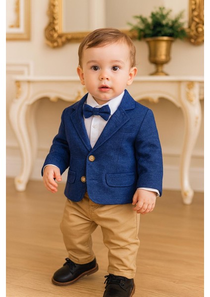 Erkek Bebek Zıbınlı Ceketli 4'lü Takım