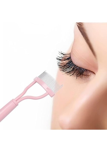 Xspring Kirpik Fırçası, Kirpik Ayırıcı ve Kaş Fırçası, Makyaj Kozmetik Güzellik Ekipmanı, Çelik Iğneli Kıvırıcı ile Kirpik ve Kaş Makyaj Fırçası (Pembe)