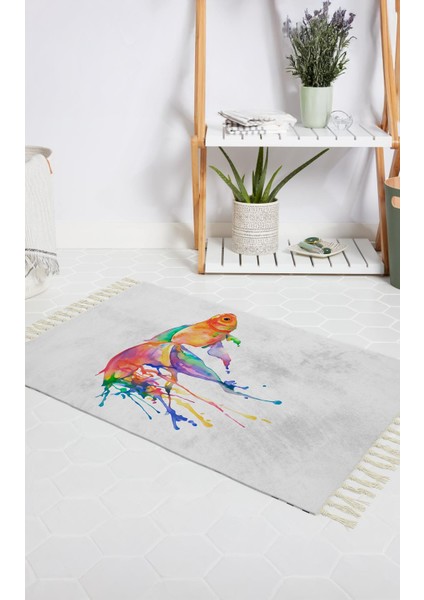 Banyo Halısı Dijital Baskılı Banyo Paspası 50X80 Polyester Kaymaz Tabanlı Duş Paspası Gold Fish