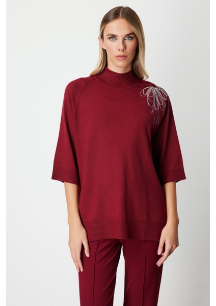 Omzu Zincir Işlemeli Triko Kazak 65381