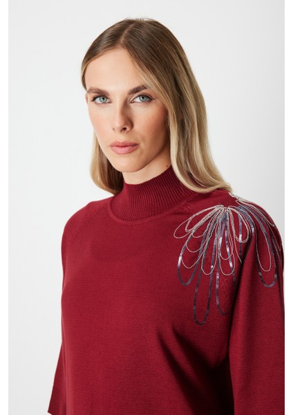 Omzu Zincir Işlemeli Triko Kazak 65381 modelleri