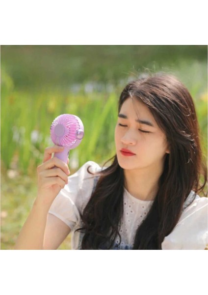 Rengarenk Sevimli Taşınabilir Mini Fan El Tipi(Mor)