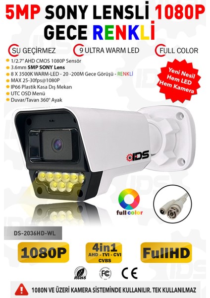 3 Kameralı 9 LED Renkli Gece Görüşlü Fullhd Güvenlik Kamerası Seti - Cepten Izle - 250GB fırsatları