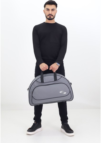 Gri Spor ve Seyahat Çantası – Ayakkabı Bölmeli, Su Geçirmez, Omuz Askılı Antrenman Çantası