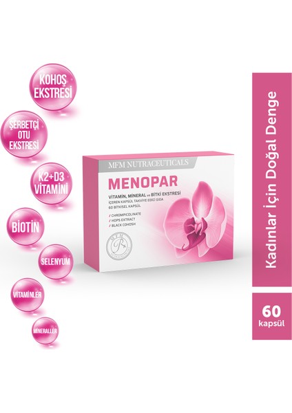 MFM Menopar Vitamin, Mineral ve Bitki Ekstresi İçeren 30 Bitkisel Kapsül