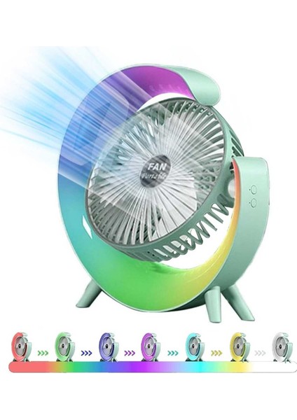 Masaüstü Fanı Led, 3 Hız, 1800 Mah Pil Kapasitesi, Değiştirilebilir Işık, Ev ve Ofis