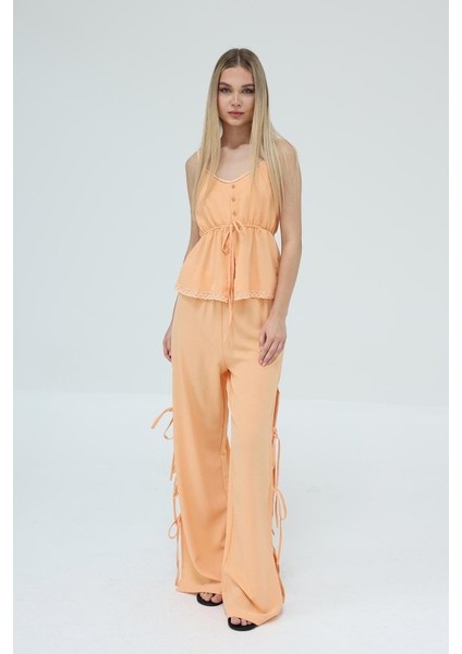 Fiyonklu Bluz Takım - Kavuniçi