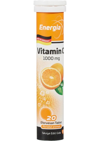 Energia Vitamin C 1000MG 20 Effervescent Tablet ve Takviye Edici Gıda C Vitamini fiyatları