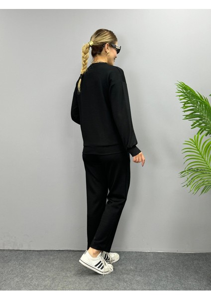 Kadın Uzun Kollu Bisiklet Yaka Viskon Iki Iplik Bluz ve Pantolon Ikili Takım fırsatları