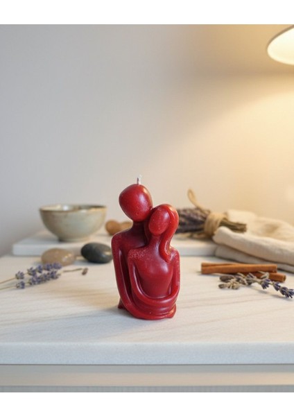 Sarılan Çift Tasarım El Yapımı Blok Mum