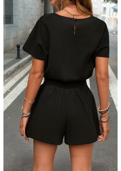 Kadın Kısa Kollu Yuvarlak Yakalı Ithal Keten Bluz ve Short Ikili Takım fiyatları