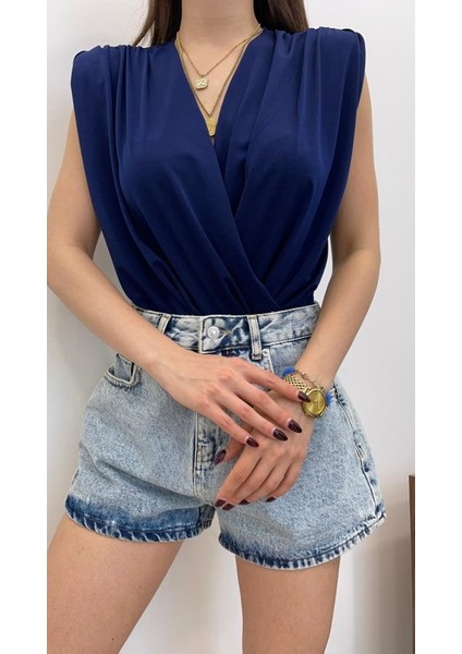 Kadın Sendy Kumaş Kruvaze Yaka Vatkalı Bluz fiyatları