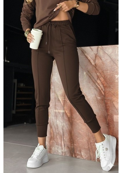 Kadın Uzun Kollu V Yakalı Viskon Iki Iplik Bluz ve Pantolon Ikili Takım indirimleri