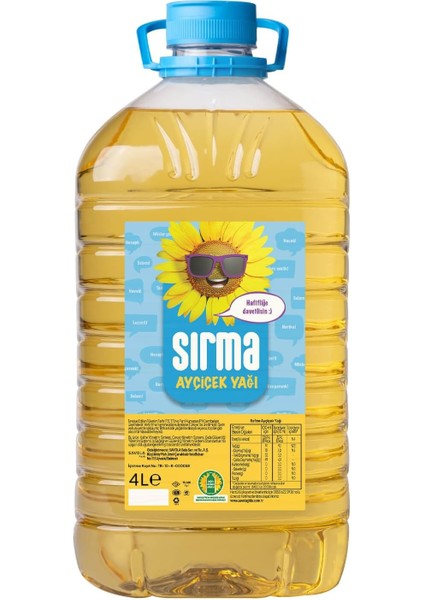 Sırma Ayçiçek Yağı 4 Lt Dar Ağız Pet