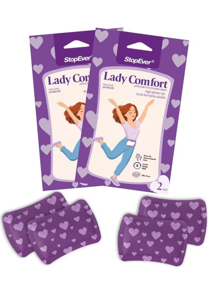 Stopever Lady Comfort Regl Krampları Için Isıtıcı Ped | 8 Saate Kadar Etkili Doğal Isı | Ultra Ince | 2’li Paket (2 x 2) | 4 Adet modelleri