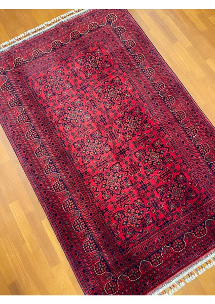 El Dokuma Afgan Halı Yıldız Desenli Bordo Renk 2 Metre Kare fiyatları