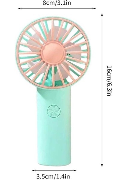 Taşınabilir Küçük El Fanı Şarj Edilebilir Kadınlar Için Sevimli Tasarımlı USB 16 * 8cm(Yeşil) indirimleri