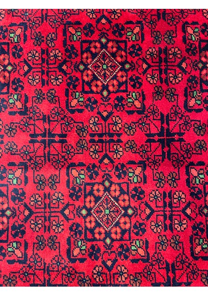 El Dokuma Afgan Halı Yıldız Desenli Bordo Renk 2 Metre Kare indirimleri