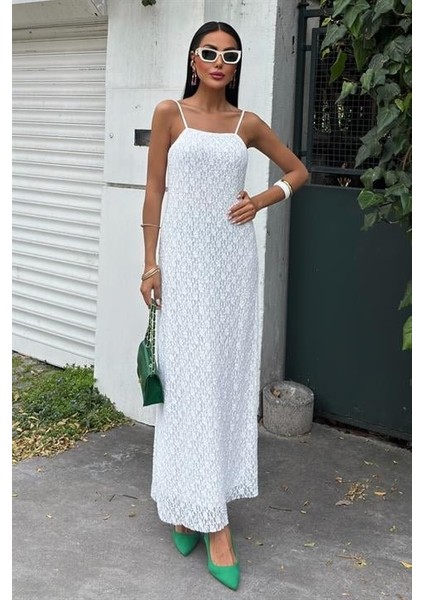 Askıları Ayarlanabilir Örme Dantel Elbise 2879