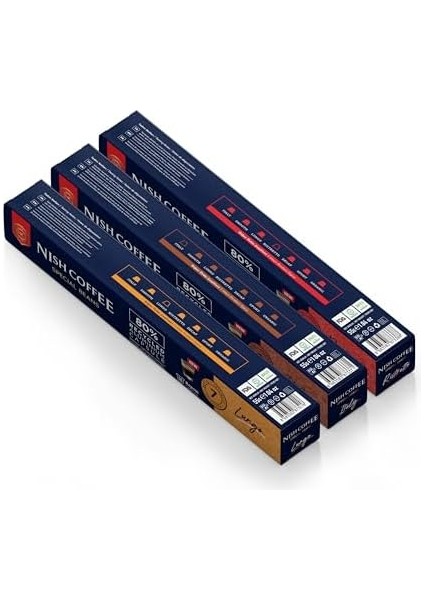 Nish Kahve Nespresso Uyumlu Kapsül Kahve 3&apos;lü Set Lungo, Italy, Risteretto 30 Adet