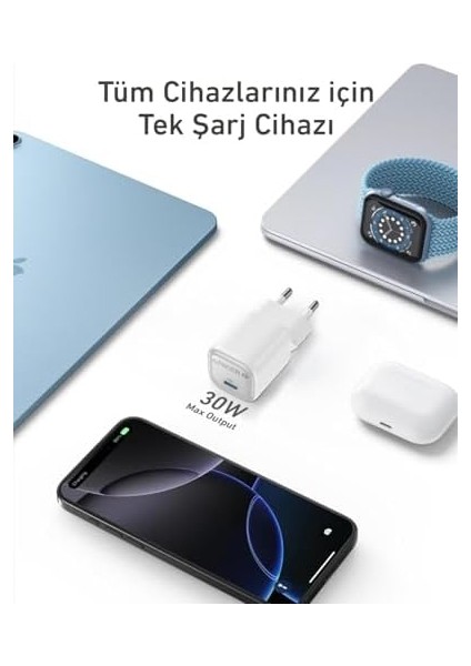 USB C Gan 30W, Pd 3.0 Pps Hızlı Şarj Cihazı - A2698 modelleri