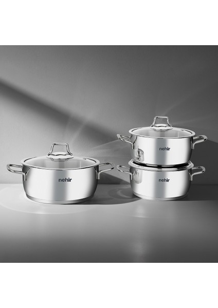 Silver Klasik 6 Parça Derin Paslanmaz Çelik Tencere Seti