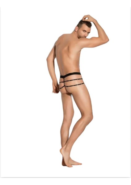 Fantezi Erkek Siyah Seksi Metalli Tanga - String fiyatları