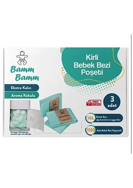 500X3 Adet Kirli Bebek Bezi Kapasiteli Çöp Poşeti