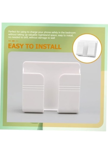 Duvara Monte Cep Telefonu Şarj Standı & Uzaktan Kumanda Tutucu | Kendinden Yapışkanlı Saklama Kutusu, Beyaz Renkli, Kompakt Organizer - 99X87X28 mm modelleri