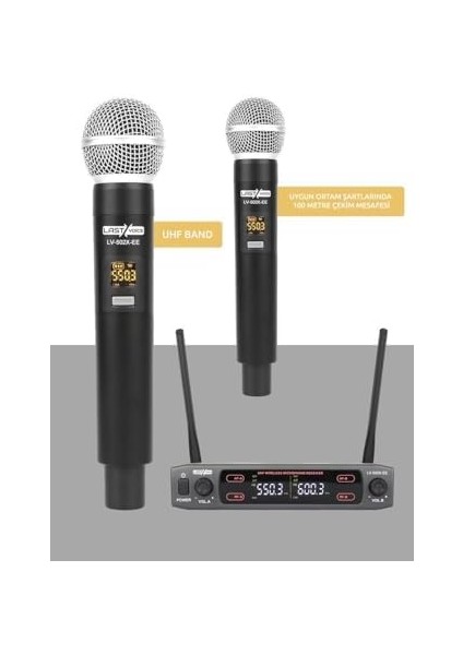 LV-502EE Uhf Dijital 2X24 Kanal Çiftli El Telsiz Kablosuz Mikrofon fiyatları