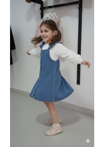 Incilay Kız Çocuk Kot Jile Elbise Beyaz Body Takım fiyatları