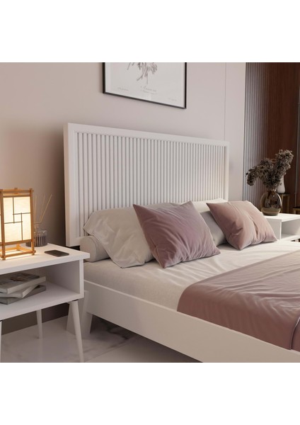 Alaz Model Beyaz Renk Ahşap Tek Başlık ( Dikey )