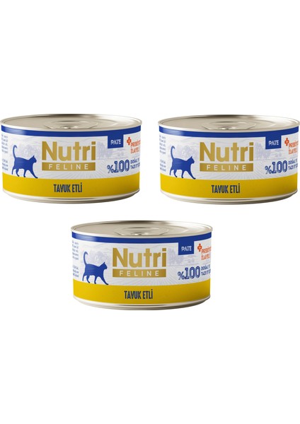 Tavuk Etli Pate Tahılsız Yetişkin Kedi Konservesi 70 Gr. x 3 Adet