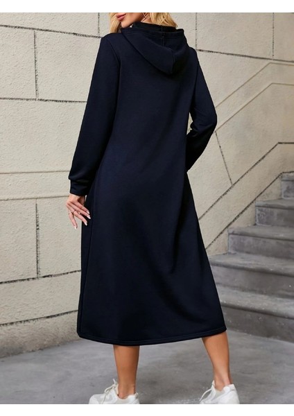Kadın Uzun Kollu Kapşonlu Cep Detaylı Viskon Iki Iplik Maxi Elbise fiyatları