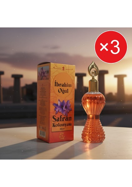 Safran Kolonyası 200 ml Kristal Şişe 3 Adet – Zarif ve Estetik Koku