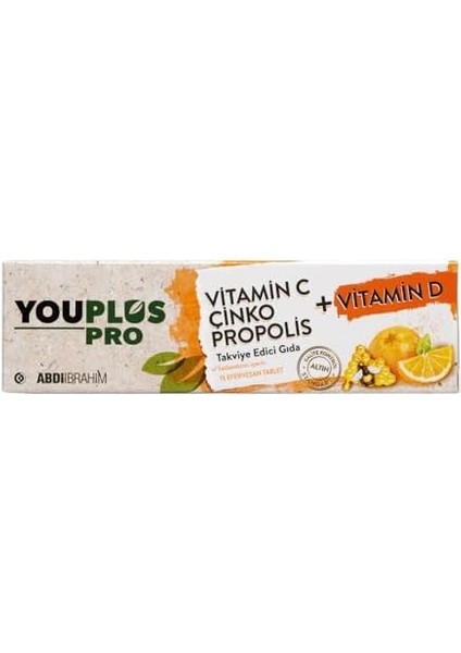 Youplus Pro Vitamin C, D, Çinko & Propolis 15 Efervesan Tablet modelleri