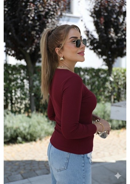 Buğrahayalin Kadın Uzun Kollu Kruvaze Yakalı Toka Detaylı Viskon Bluz modelleri