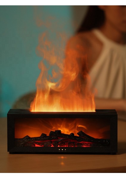 Şömine Tasarımlı Işıklı Ultrasonik Aromaterapi Hava Nemlendirici – Kumandalı 3 Zaman Modu Difizör