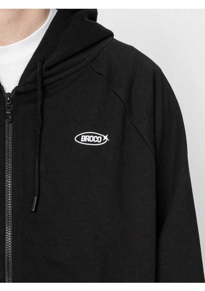 Unisex Oversize Fermuarlı Kapüşonlu Siyah Basic Sweatshirt fırsatları