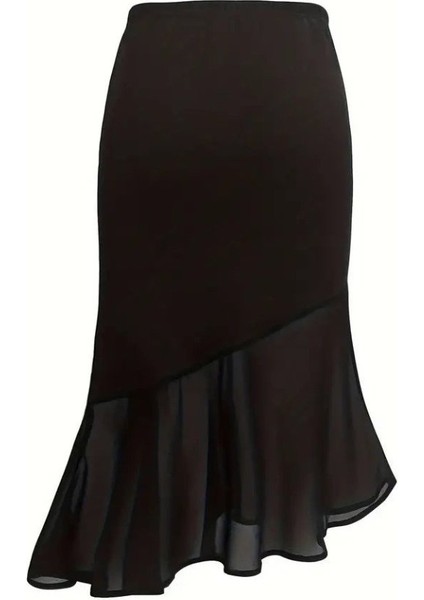 Kadın Yüksek Bel Asimetrik Detaylı Ithal Krep Etek indirimleri