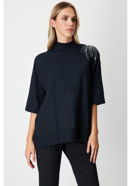 Omzu Zincir Işlemeli Triko Kazak 65381 fiyatları