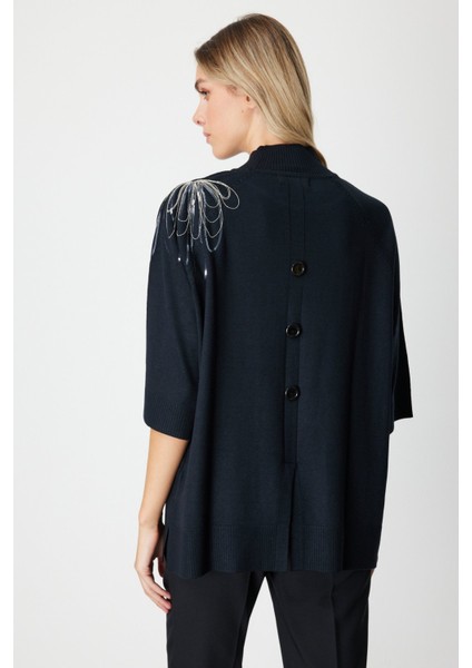 Omzu Zincir Işlemeli Triko Kazak 65381 indirimleri