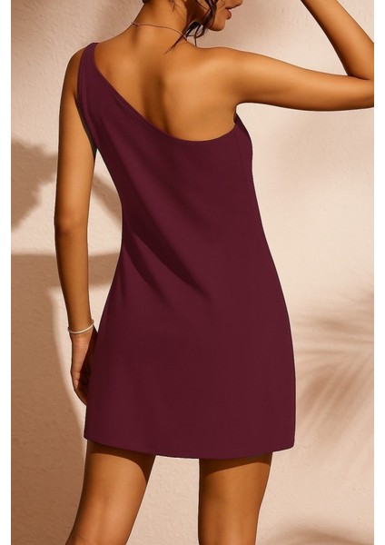 Kadın Tek Omuz Askılı Krep Mini Elbise fiyatları