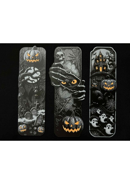 Halloween Kabartmalı Kitap Ayracı 3lü Set ( Hp Seçmen Şapka Anahtarlık Hediyeli ) fiyatları