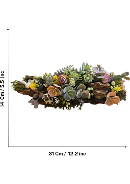 El Yapımı Ağaç Kabuğu Masaüstü Dekor – Yapay Sukulent & Yosun Çiçek Aranjmanı fırsatları
