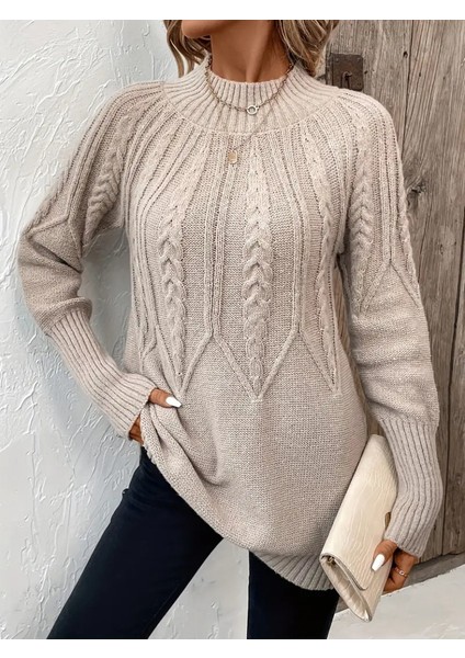 Kadın Uzun Kollu Yarı Balıkçı Yaka Triko Bluz modelleri