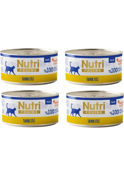 Tavuk Etli Pate Tahılsız Yetişkin Kedi Konservesi 70 Gr. x 4 Adet
