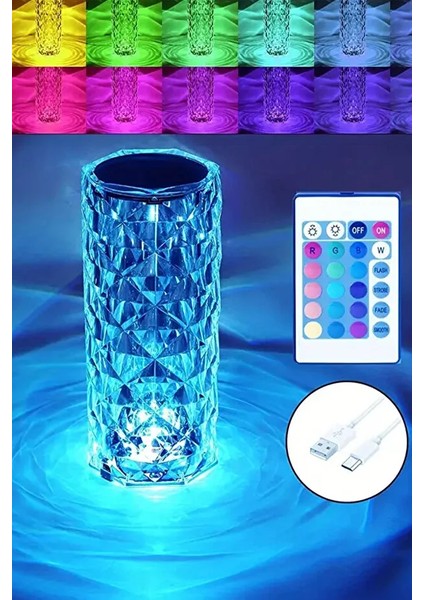 Diamond Table Lamp USB Charging Touch Lamp Kumandalı ve Dokunmatik Kristal Masa Lambası indirimleri