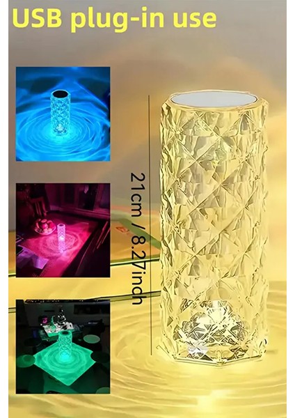 Diamond Table Lamp USB Charging Touch Lamp Kumandalı ve Dokunmatik Kristal Masa Lambası